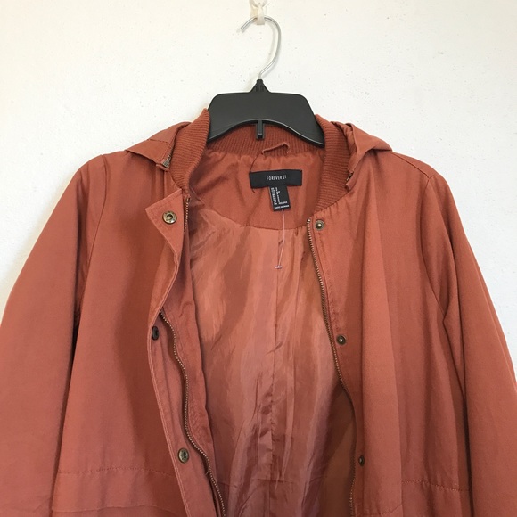 Forever 21 Brown Jacket/Coat with Hoodie - Picture 7 of 8